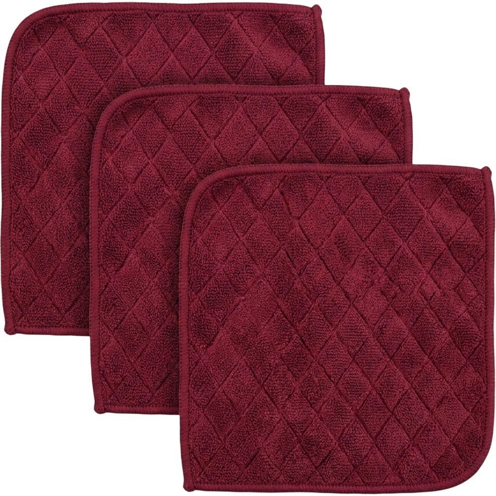Zidid Diamondfold Microfiber Car Drying Cloth 18 x 24 in Burgundy 3 Pack - Product view