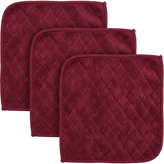 Zidid Diamondfold Microfiber Car Drying Cloth 18 x 24 in Burgundy 3 Pack - Product view