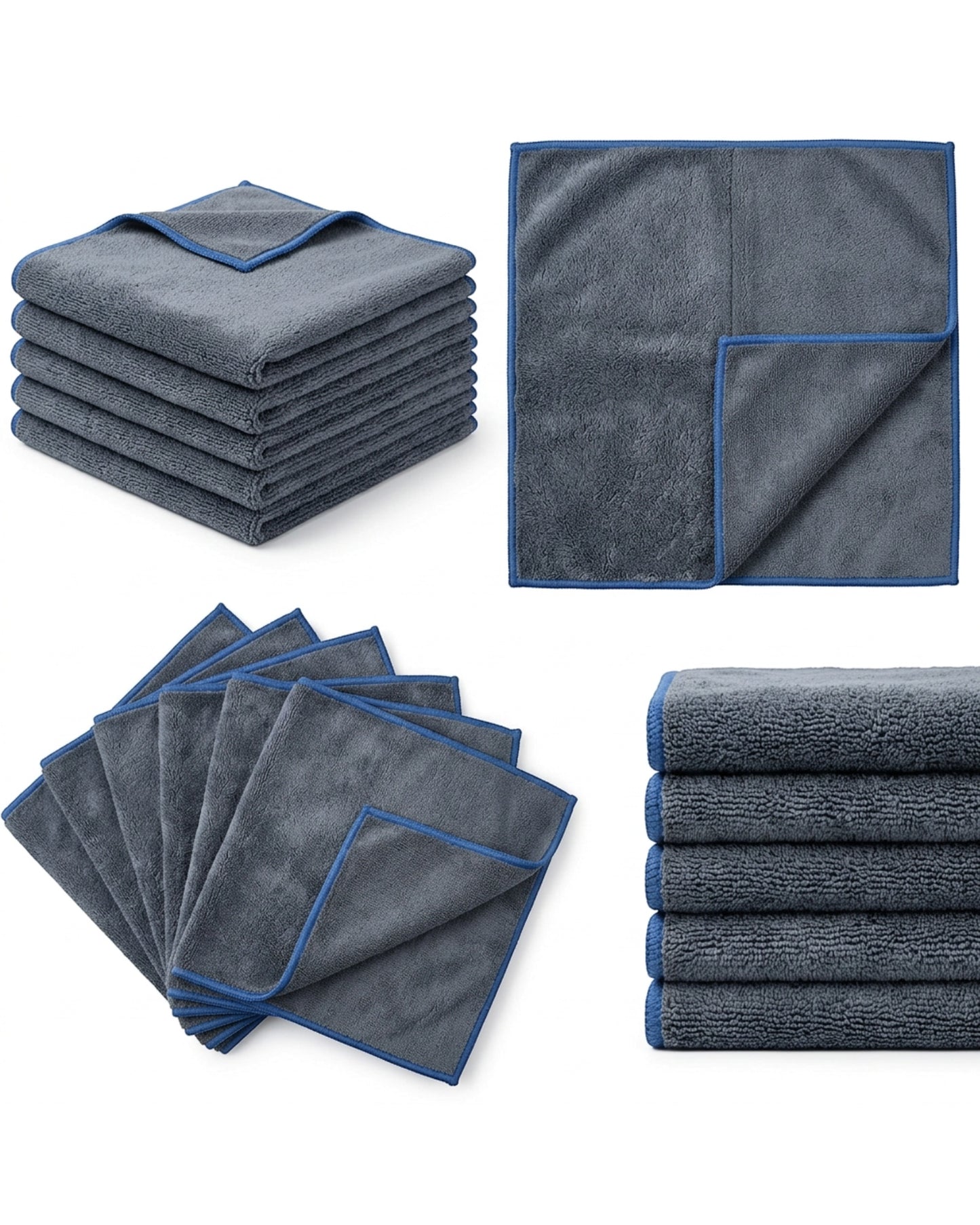 Zidid Dual Side Car Wash Cloth Slate 6 Pack