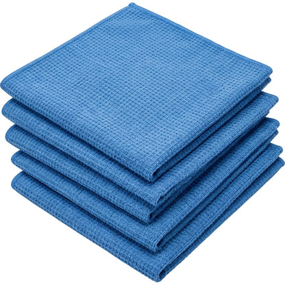Zidid Wafflegrid Microfiber Car Glass Cloth 16 x 16 in Blue 5 Pack - Product view