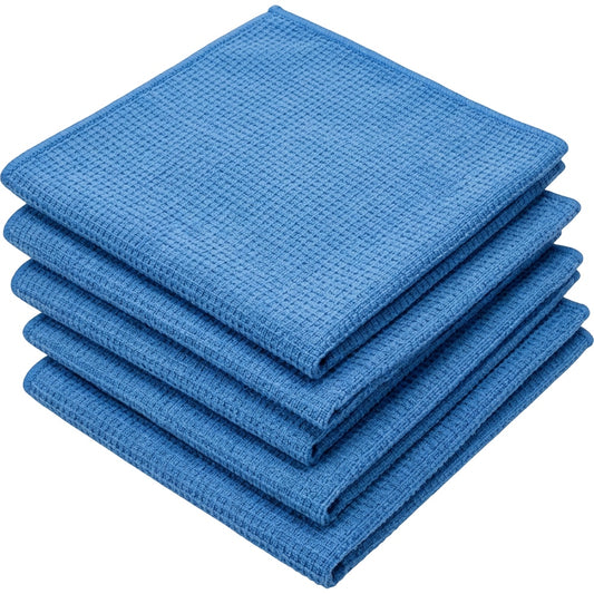 Zidid Wafflegrid Microfiber Car Glass Cloth 16 x 16 in Blue 5 Pack - Product view